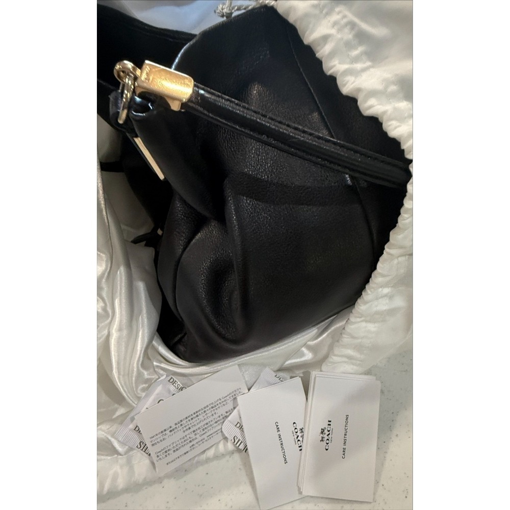 COACH Black Leather Satchel Shoulder Bag Designer Handbag Purse - Picture 8 of 17